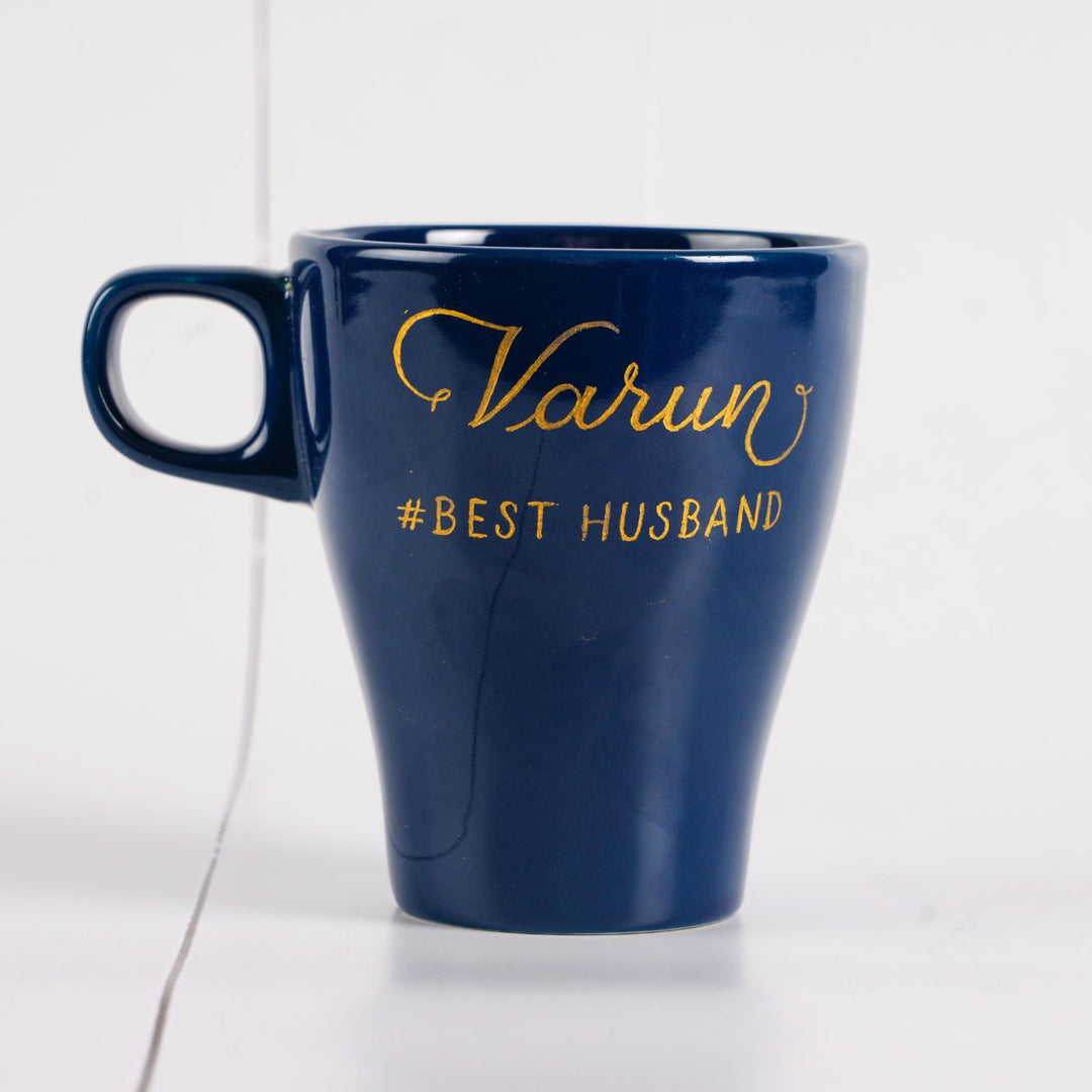 Personalized Coffee Mug with Calligraphy Lettering for Husband