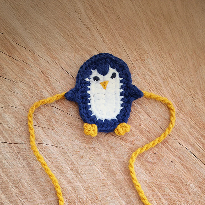 Handmade Crochet Penguin Theme Kids Rakhi With Roli Chawal