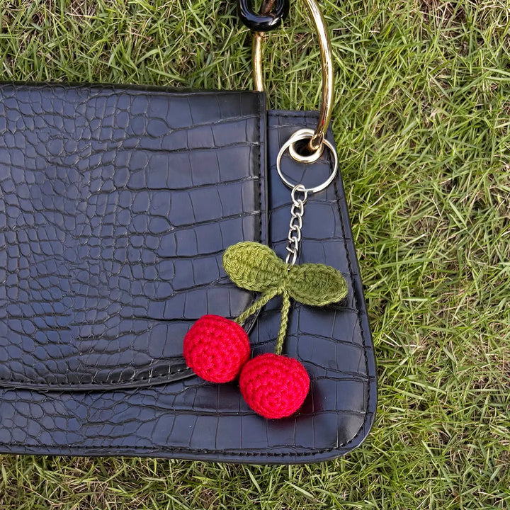 Handmade Crochet Cherry Cotton Bag Charm