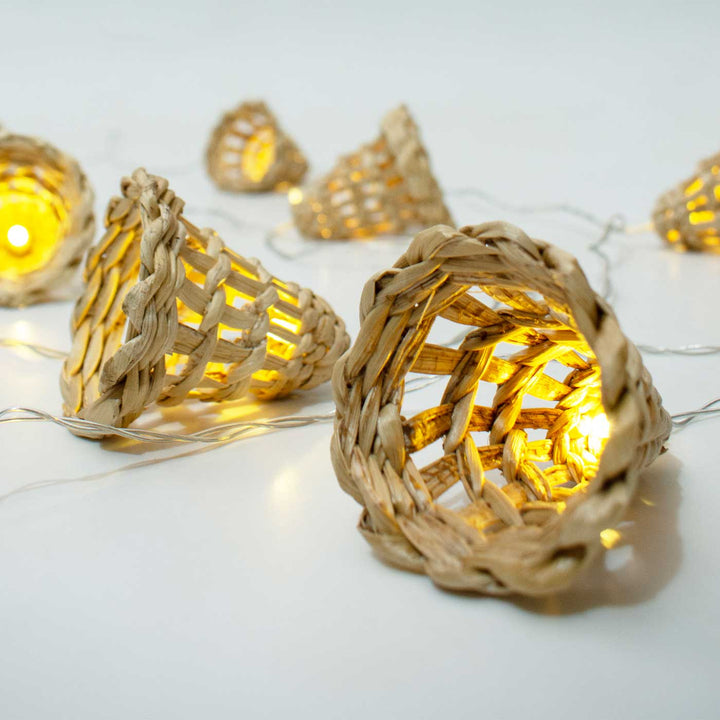 3m, 13 Bulbs | Handmade Banana Bark Bell Fairy Lights