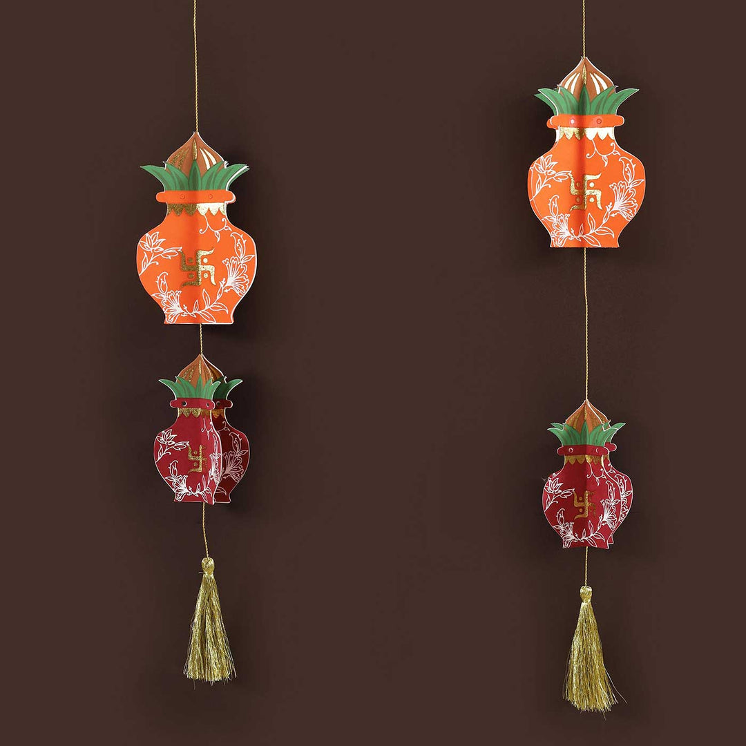 Handmade Mangal Kalash Design Paper Hanging