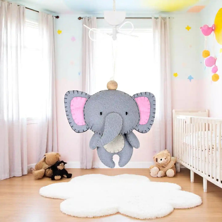 Handmade Elephant Felt Hanging For Kids