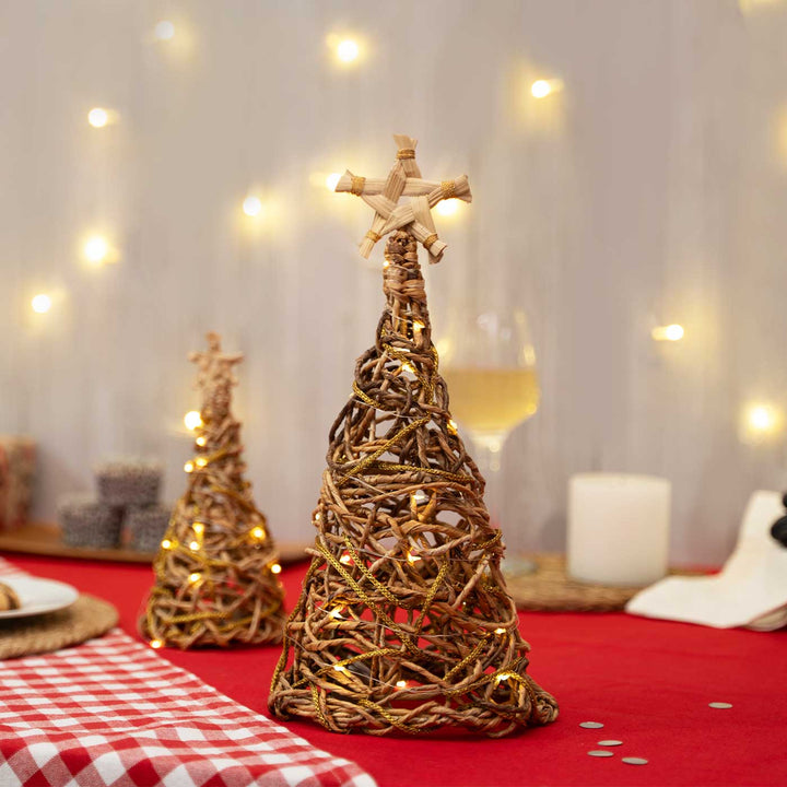 Handmade Banana Rope Star Top Christmas Tree Christmas Decor With Light