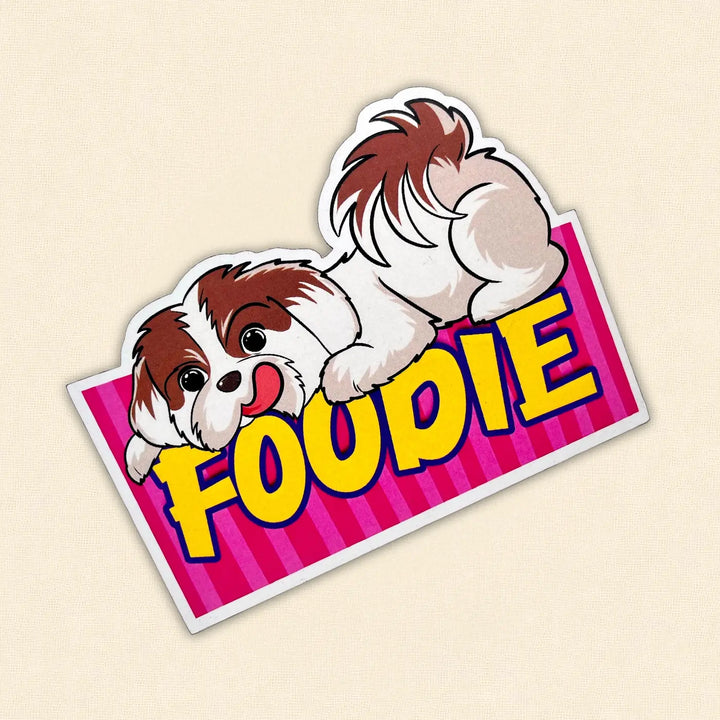 Printed Shih Tzu Theme "Foodie" MDF Wood Fridge Magnet