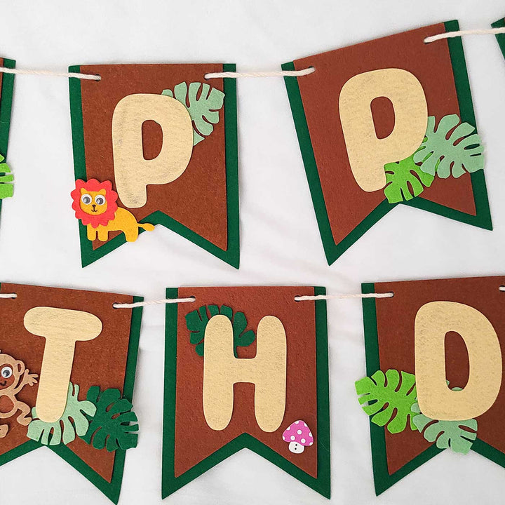 Handmade Jungle Safari Theme Felt Happy Birthday Banner