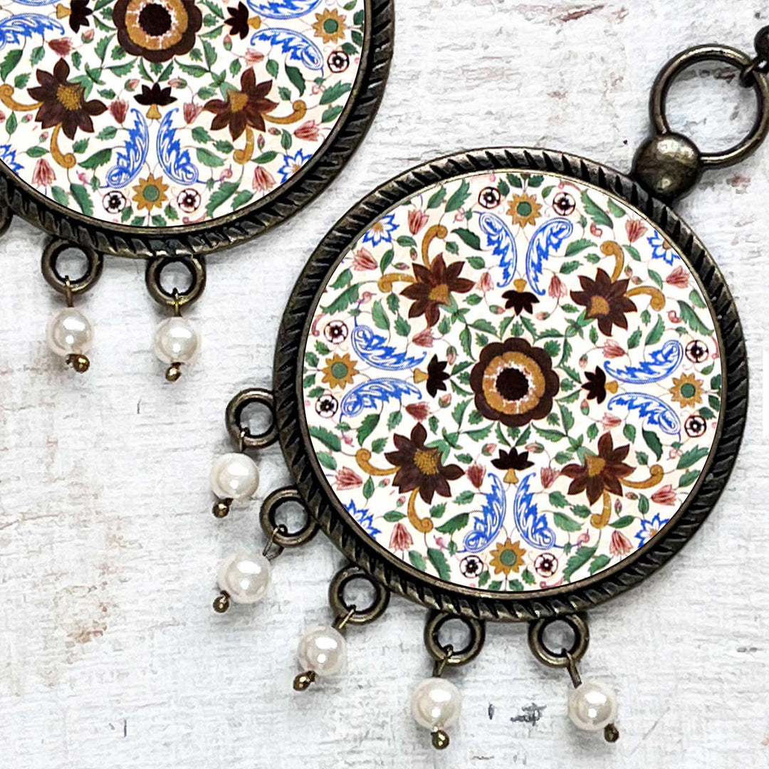 Amer Fort Ganesh Pol Medallion Metal Earrings