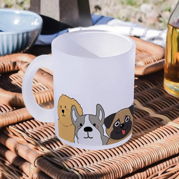 Printed Dog Theme Glass Mug | 350 ML