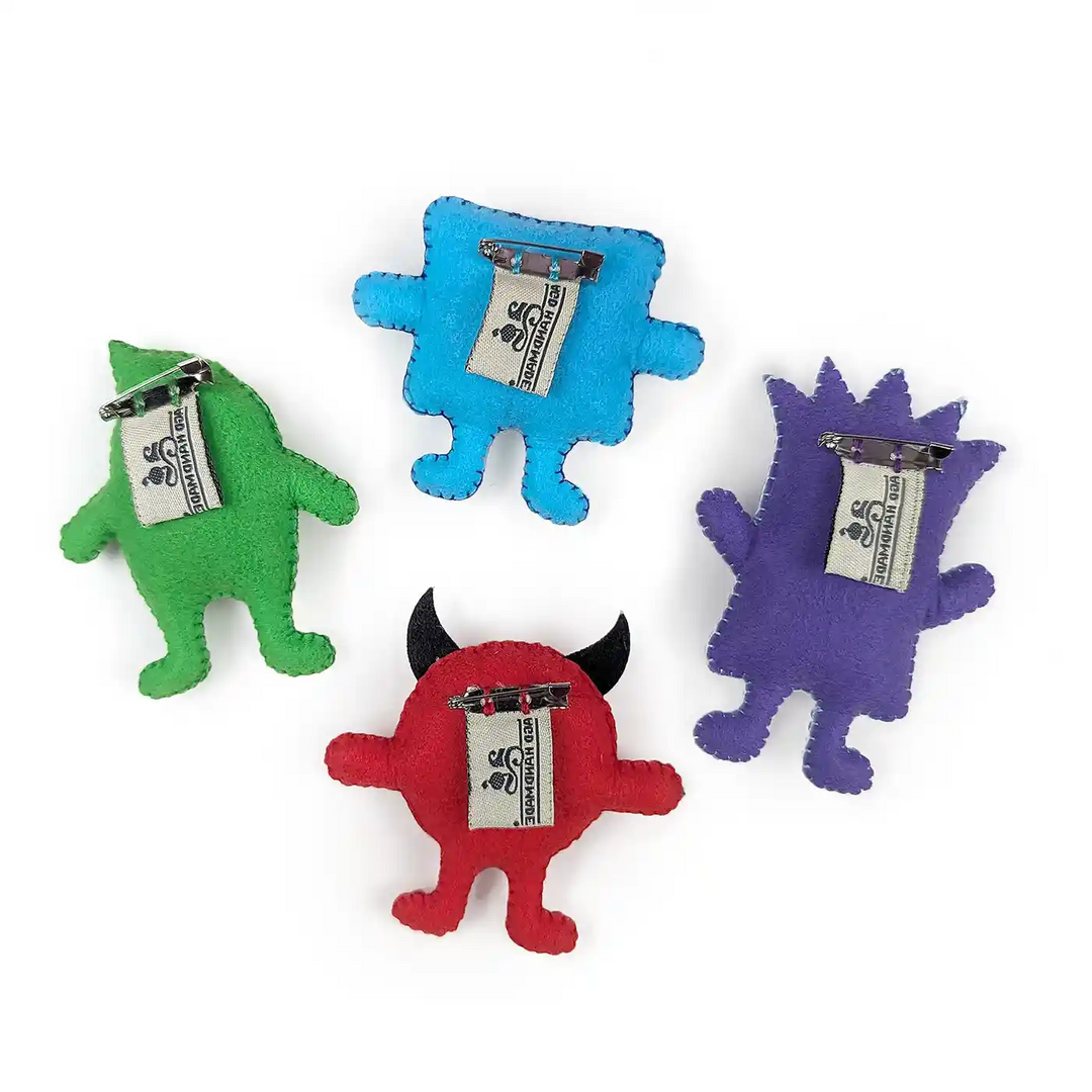 Handmade Monster Theme Felt Brooches | Set Of 4