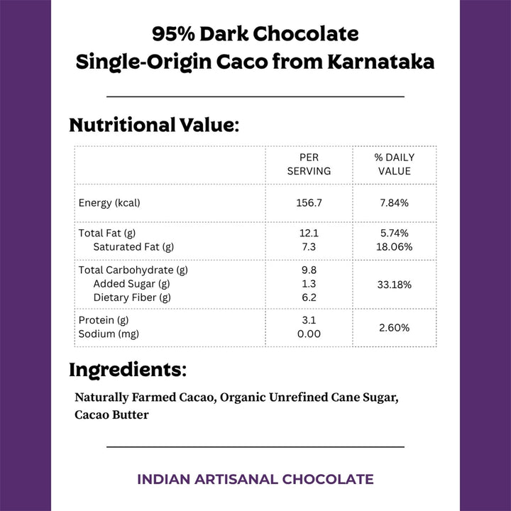 95% Dark | Vegan & Gluten Free Chocolate From Andhra Pradesh