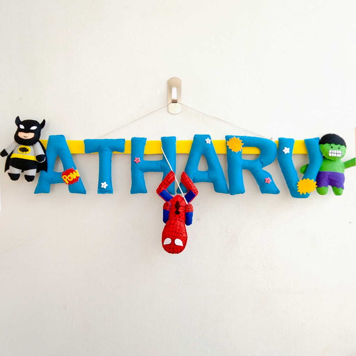 Personalized Super Hero Theme Felt Kids Name Plate