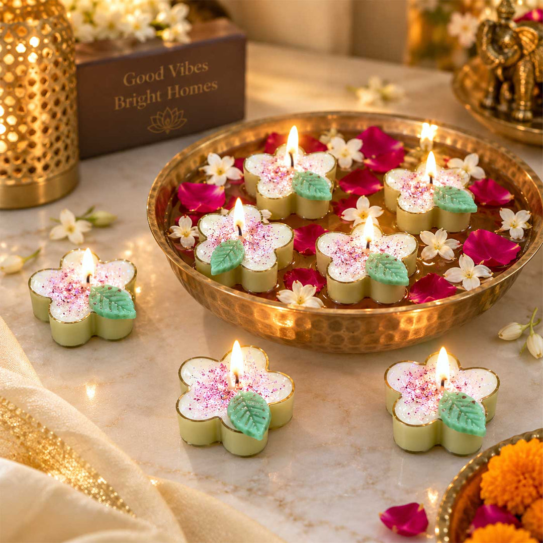 10 pc | Handmade Blossom Glow Jasmine Scented Soy Wax Tealight Candle