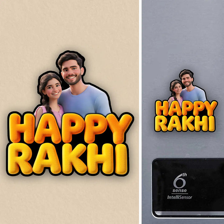 Photo Personalized "Happy Rakhi" Acrylic Fridge Magnet