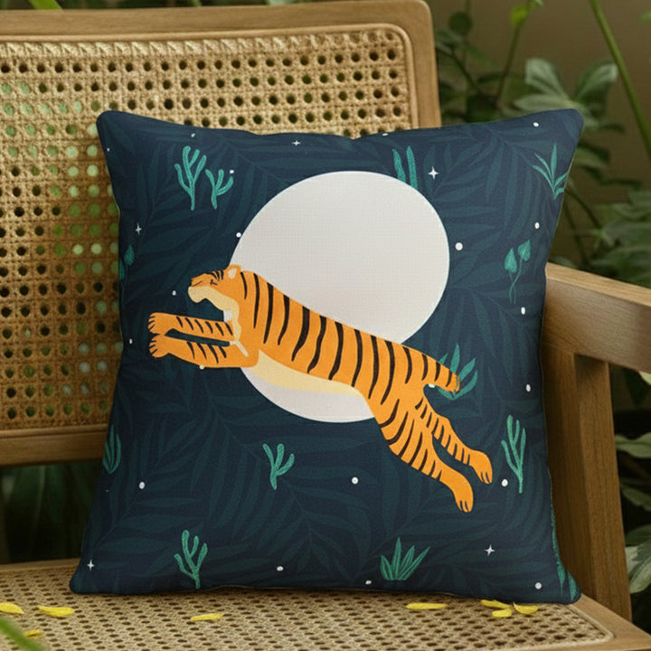 16 Inch | Printed Sundarban Mist Pouncing Tiger Cushion Cover