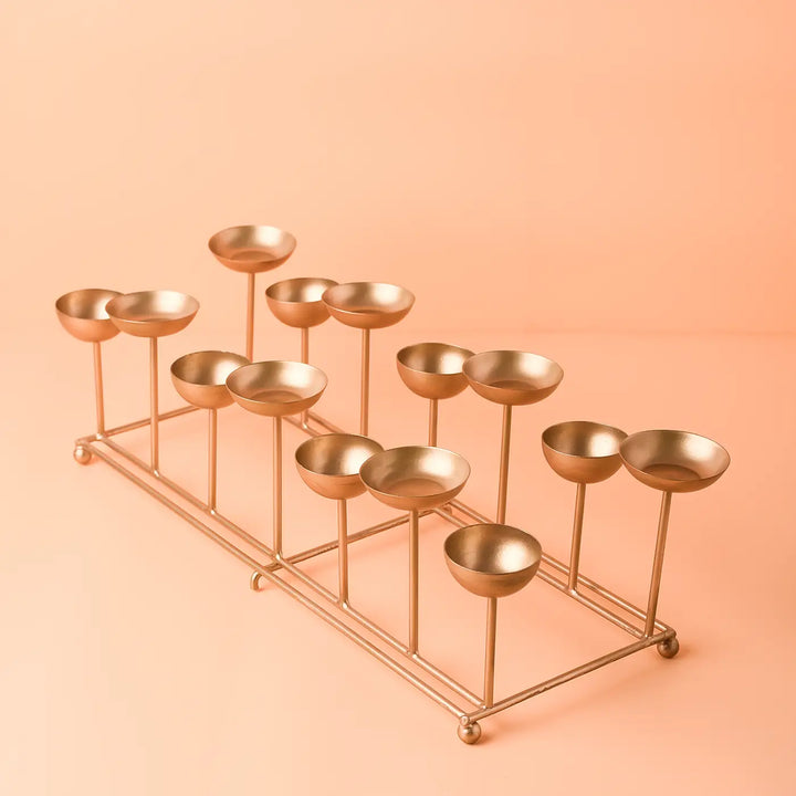 18 Inch | Decorative Small 2 Row Metal Tealight Holder