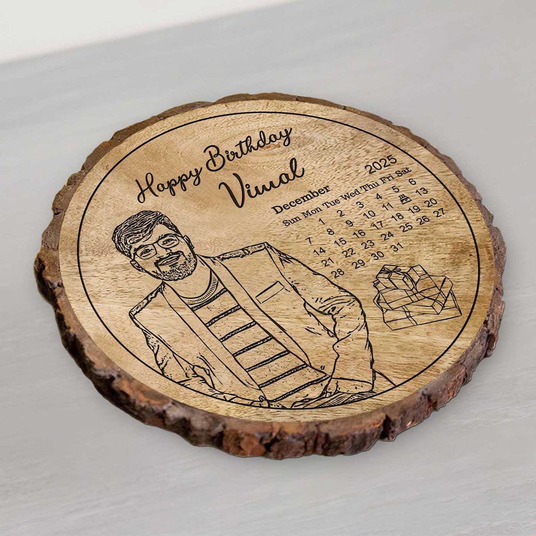 Photo Personalized Engraved Birthday Boy Theme Mangowood Decorative Plaque With Stand
