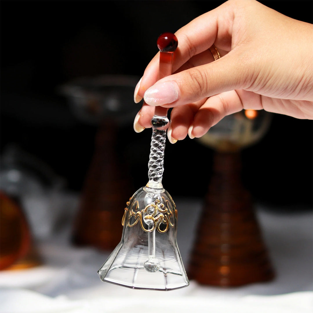Handmade Amber Ringing Glass Bell | 5.9 inch