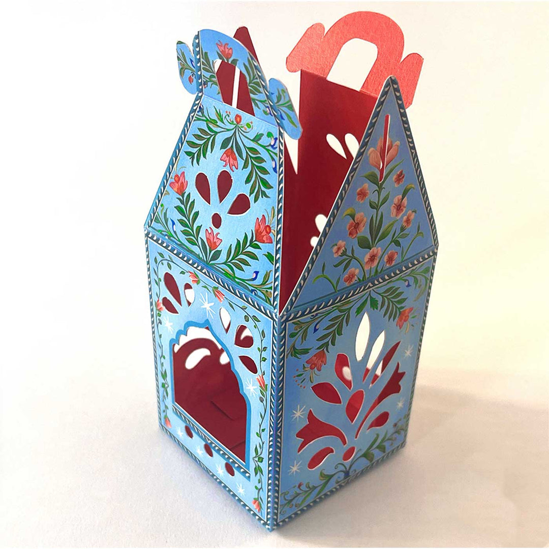 Handmade DIY Lantern Design Paper Tealight Holder With Electic Tealights | Set Of 6