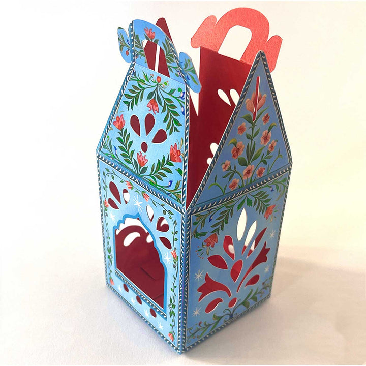 Handmade DIY Lantern Design Paper Tealight Holder With Electic Tealights | Set Of 6
