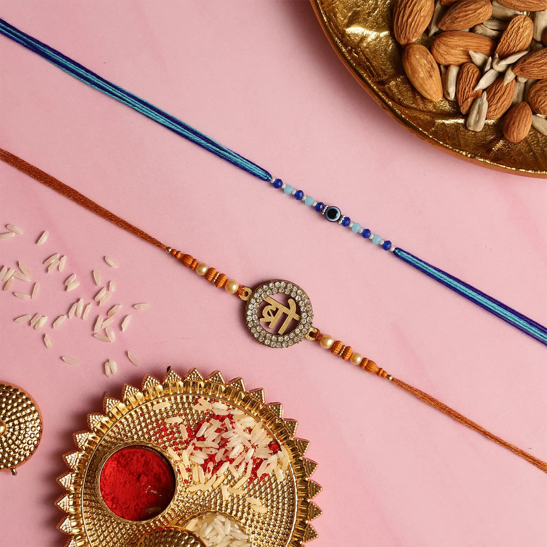 Handmade "Bro" & Evil Eye Kids Rakhi With Roli Chawal | Set Of 2