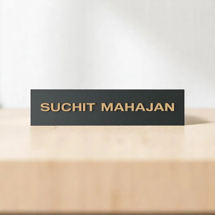 Personalized Minimal Design Black Metal Name Plate