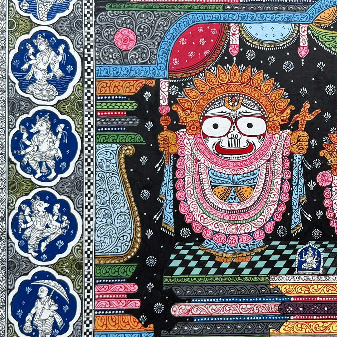 24 X 40 Inch | Handmade Canvas Lord Jagannath Balbadra Subhadra Painting