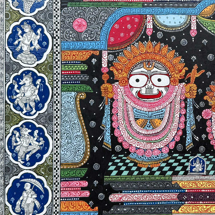 24 X 40 Inch | Handmade Canvas Lord Jagannath Balbadra Subhadra Painting