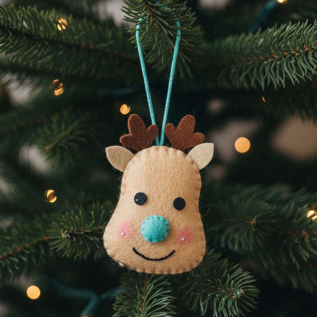 Handmade Felt Reindeer Face Christmas Ornaments