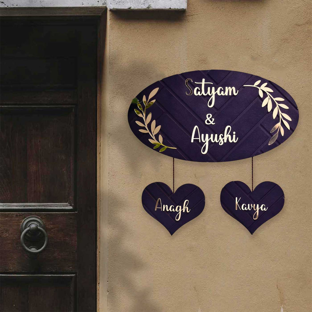 Personalized Elegant Oval Shaped Mdf Wood Name Plate