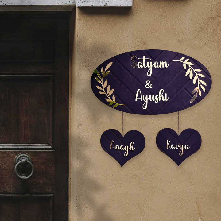 Personalized Elegant Oval Shaped Mdf Wood Name Plate