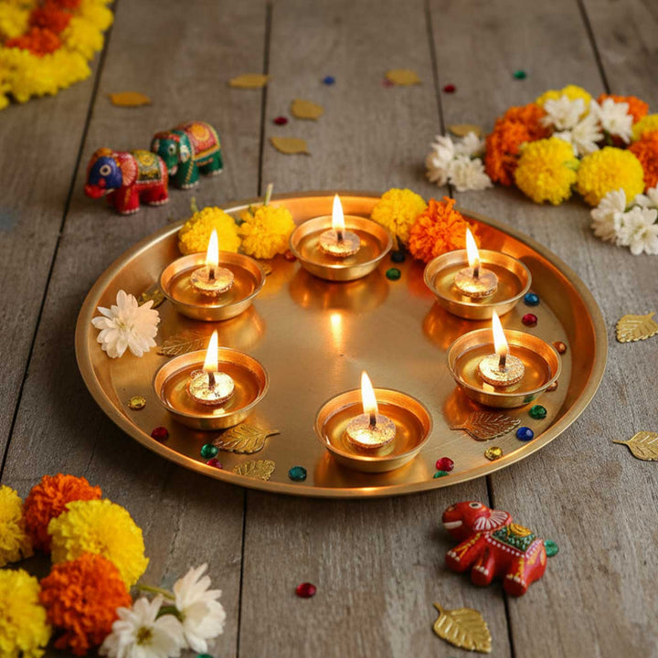 6 Pc | Jyot Design Brass Diyas
