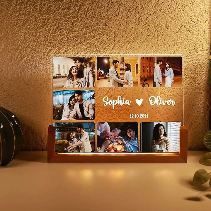 Photo Personalized Printed Collage Design Acrylic Table Lamp