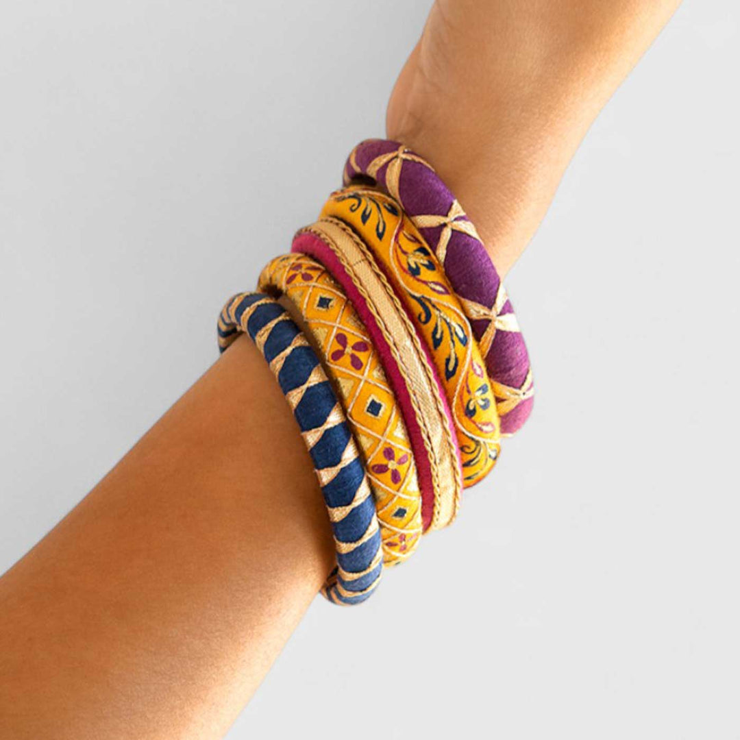 Multicolor Handcrafted Elegant Gotta Patti Bangles | Set of 5