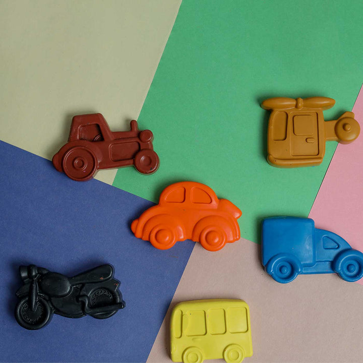 Handmade Non-Toxic Jumbo Vehicles Assorted Crayons | Set Of 6
