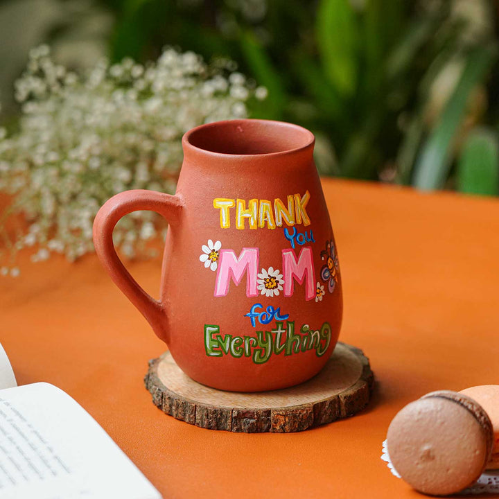Hand-Painted Floral Theme Terracotta Mug For Mothers