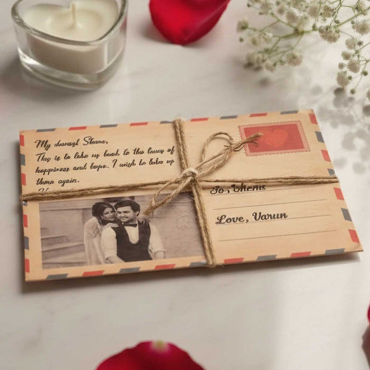 Photo Personalized Printed Postcard Theme Wooden Decorative Plaque For Couples