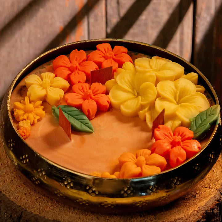 4 Inch | Handmade Decorative Floral Soy Wax Urli Diya