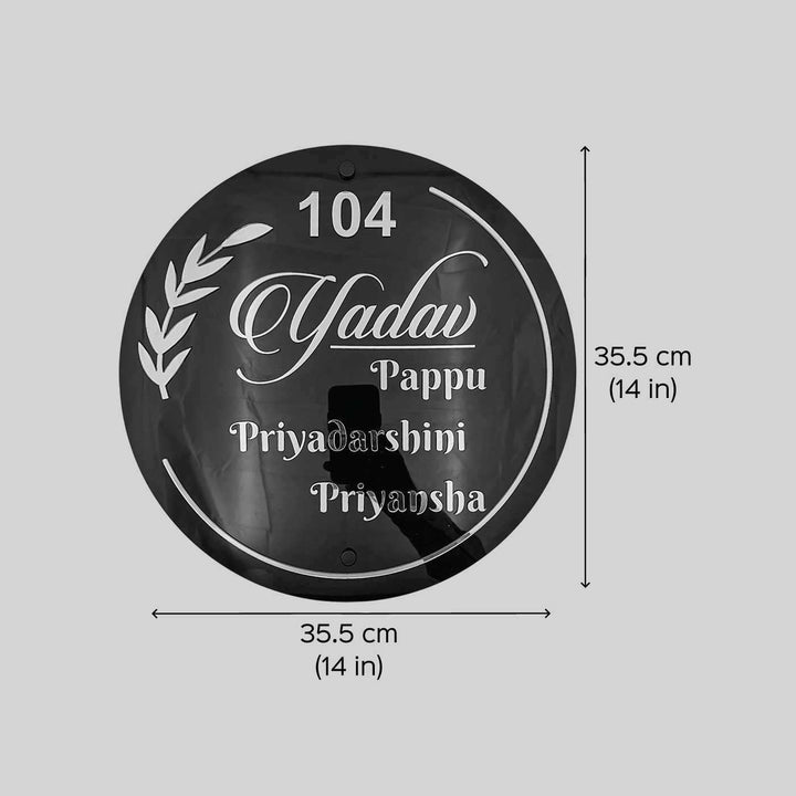 Personalized Round Gold & Black Acrylic Name Plate