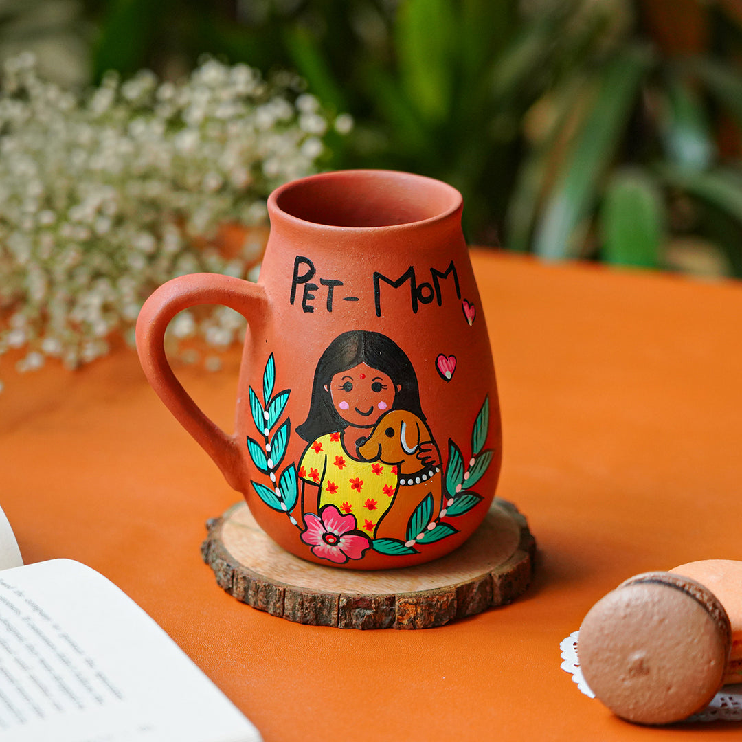 Hand-Painted Pet Mom Theme Terracotta Mug