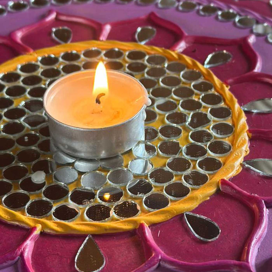 Handmade Mirror Work Raang Darpan Clay Reusable Rangoli