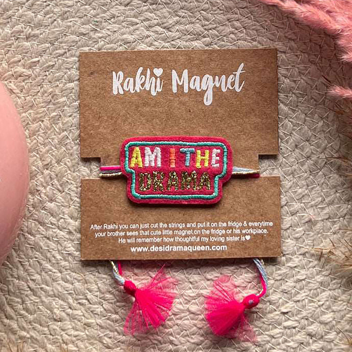 Handmade Am I The Drama Felt Rakhi For Brother - Product Display on Card