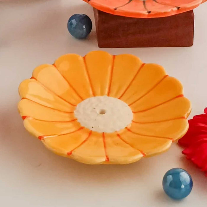 Handmade Daisy Delight Design Ceramic Incense Stick Holder