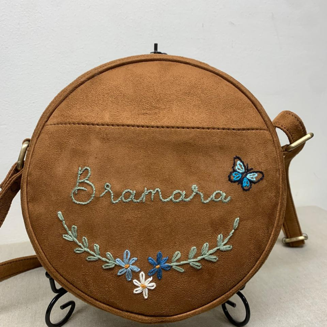 Personalized Embroidered Yellow Mellow Round Sling Bag