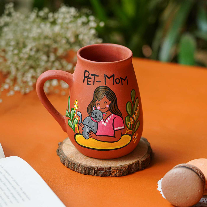 Hand-Painted Pet Mom Theme Terracotta Mug