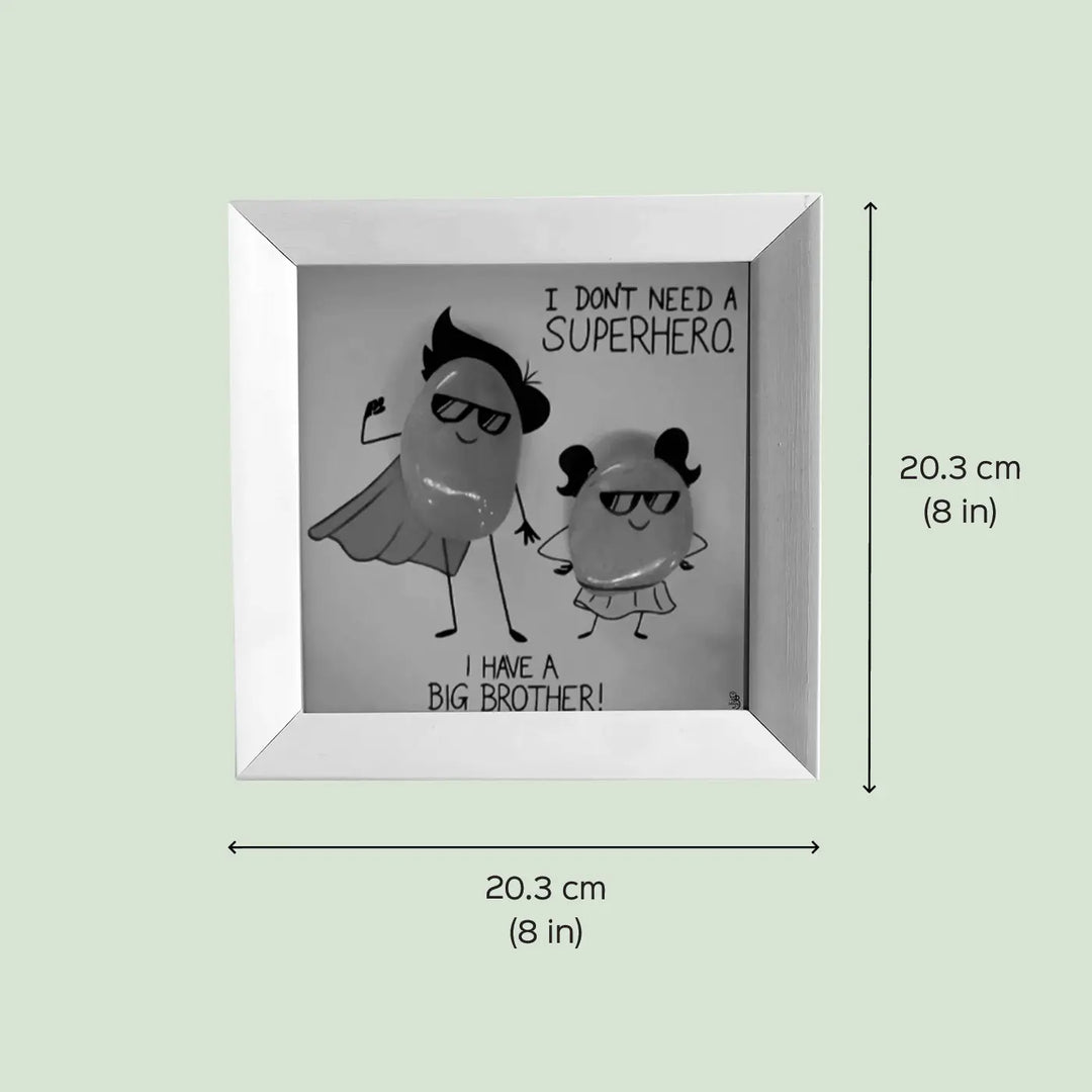 Personalized Pebble Art "Mera Bhai Mera Superhero" Wooden Decorative Plaque For Siblings