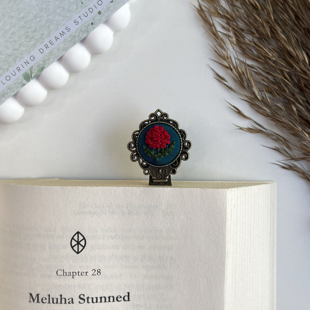 Hand Embroidered Petalmark Bronze Bookmark