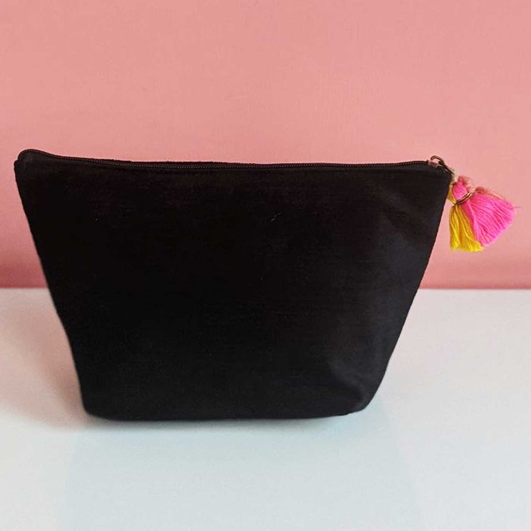 Handmade Embroidered You Look Fabulous Design Velvet Pouch
