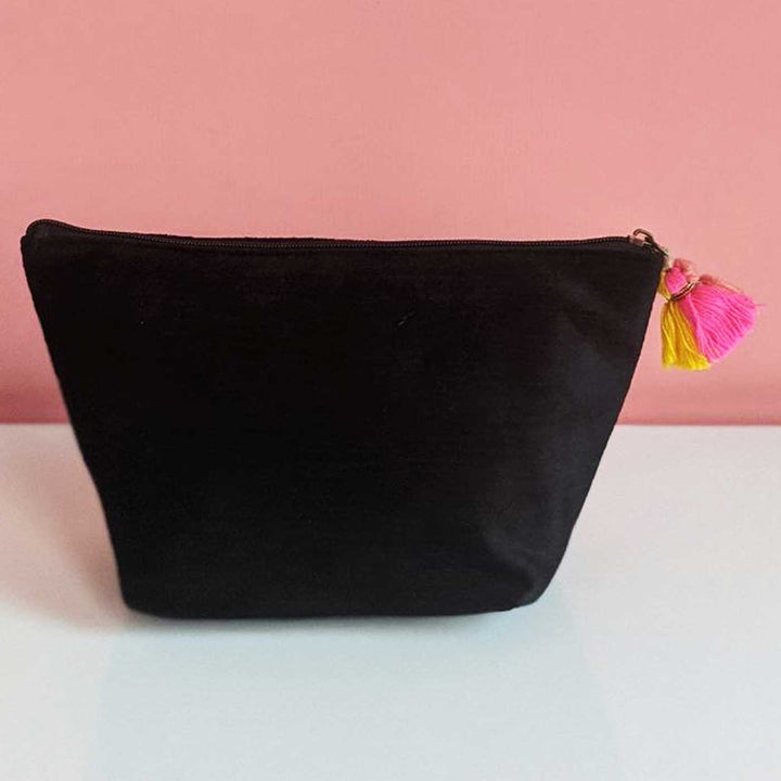 Handmade Embroidered You Look Fabulous Design Velvet Pouch