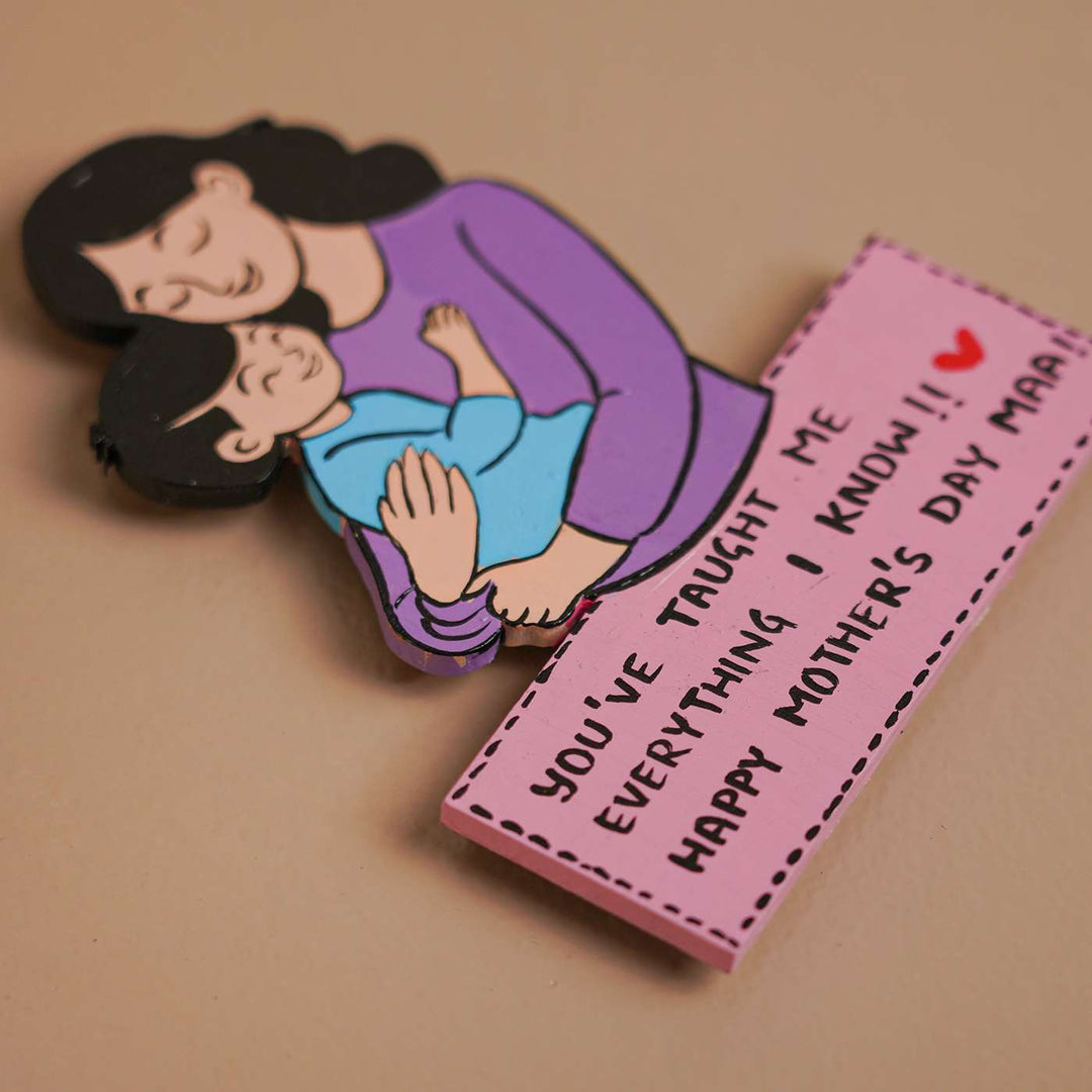 Personalized Caricature Cutout MDF Wood Fridge Magnet For Mothers