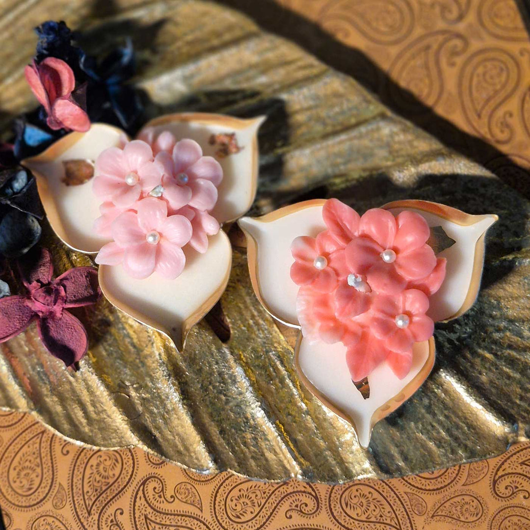 Set Of 2 | Handmade Tri Deep Floral Design Soy Wax Scented Candle