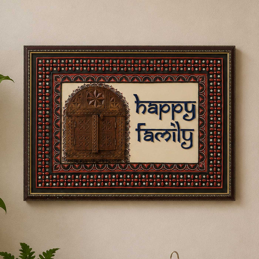 Personalized Handcrafted Lippan Art Wooden Window Name Plate For Home